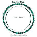BONNY BOXX Natural Genuine Gemstone Faceted Round Beads Bracelets, 3mm Adjustable Stretchy Tiny Faceted Black Tourmaline Bracelet, Healing Crystal Reiki Chakra Dainty Jewelry Fashion Gifts - color: Malachite
