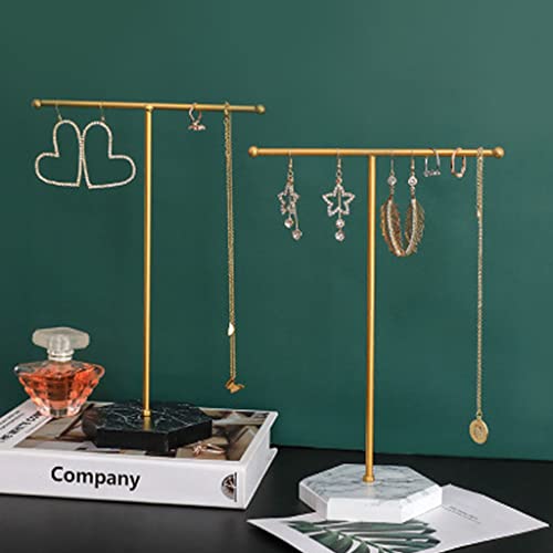 Jewelry Stand Display Necklace Holder T-Bar Plated Metal Tabletop Jewelry Tower For Earring