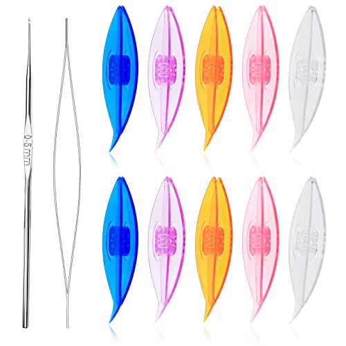 BUTUZE Tatting Shuttle Kit, 10 PCS Plastic Tatting Shuttle with Beading Needles Crochet Hooks Knitting Needles Big Eye Needles Tatting Needles for DIY Hand Lacemaking Craft Tool Weave Yarn Set - size: 10 PCS