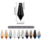 AHANDMAKER 60 Pcs Glass Icicle Prism Pendants, 10 Colors Electroplated Crystal Chandelier Glass Beads 20mm Top Drilled Drop Spacer Beads for DIY Craft Jewelry Necklace Bracelet Earring Making - color: 10 Colors Icicle Prism