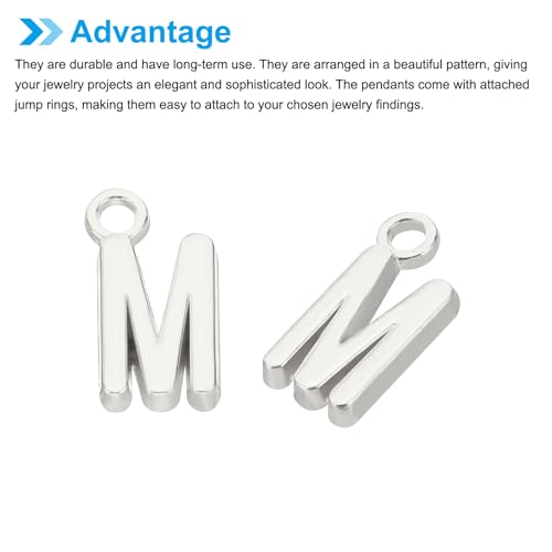 PATIKIL Letter Charm, 50pcs Alphabet Initial Pendant Charm Bulk DIY for Jewelry Making Bracelets Earrings Necklace - style: M