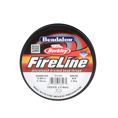 Beadalon FireLine Beading Thread by Berkley, 0.007", Break Strength 8 lb, Smoke, 125 yd - color: Smoke, style: 8 Lb / 125 Yd