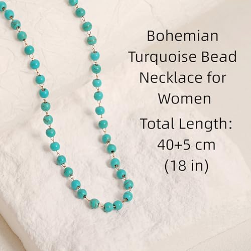 CANEVINKA Bohemian Beaded Choker Necklace 18K Gold Plated Bead Pendant Necklace Vintage Handmade Jewelry for Women - style: Green Beaded Necklace