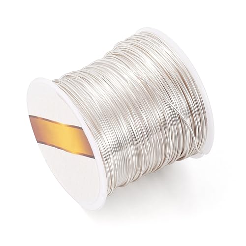 Pandahall 42.6 Feet Tarnish Resistant Copper Wire 21 Gauge Wire JewelryWire Beading Craft Wire for Jewelry Making (Silver)