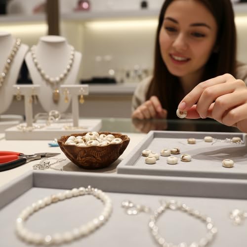 Large Hole Beads for Jewelry Making-100pcs 14mm European Rondelle Spacer Beads,Craft for Bracelets(Milky White) - color: Milky White