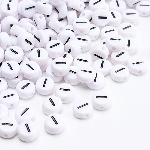 100Pcs Letter Beads - 4x7mm White Round Acrylic Alphabet Beads for Jewelry Making DIY Bracelets, Necklaces & Key Chains - color: I 100Pcs