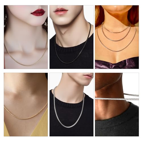 YOUBEIYEE 10PCS Gold Plated Stainless Steel Necklace Chains Bulk Square Rolo Chain for Jewelry Making (16inch) - color: Gold 16"