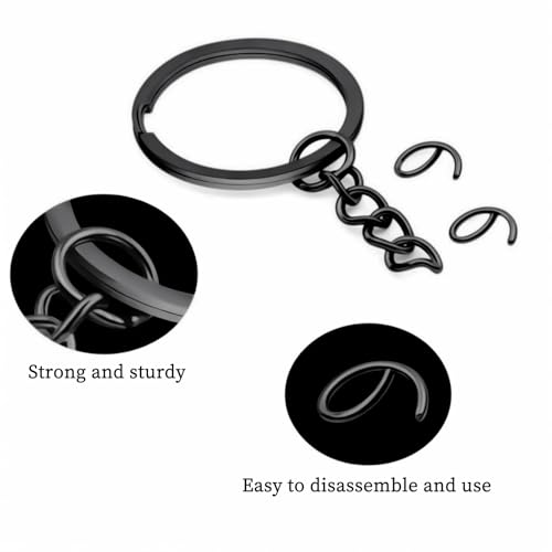 50Pcs Keychain Key Ring with Chain Bulk Split Key Chain,1.1 Inch Key Chains Parts with Open Jump Ring Connector for Jewelry Making Crafts (Black) - color: 50Pcs Black