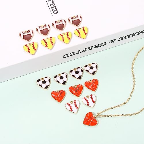 20PCS Sports Charms Enamel Basketball Baseball Pendant Charms for Jewelry Making Rhinestone Ball Game Softball Charms for Necklace Bracelet Earrings DIY Crafts - color: Set 6