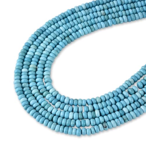 170pcs 4x2mm Natural Blue Turquoise Disk Rondelle Spacer Stone Semi Precious Gemstone Loose Beads for Jewelry Making 15 Inch - color: Blue Turquoise