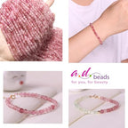 AD Beads Natural Gemstone Diamond-Cut Micro-Faceted 4mm Small Round DIY Necklace Bracelet Jewelry Making Beads (Rhodochrosite) - color: Rhodochrosite