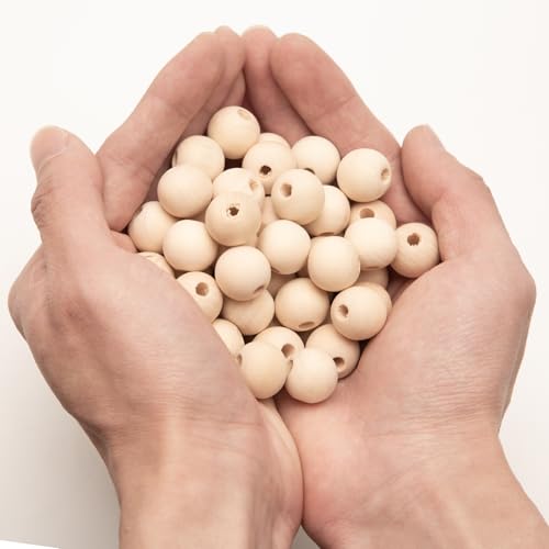 200pcs Wooden Beads for Crafts 20mm Natural Unfinished Bulk Large Beads for Garland Macrame Jewelry Making & DIY Farmhouse Decor (20mm) - size: 20mm
