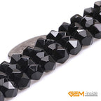 GEM-Inside Natural 6mm Black Agate Gemstone Loose Beads Faceted Cambay Crystal Energy Stone Power for Jewelry Making 15" - color: Black Agate, size: 6mm