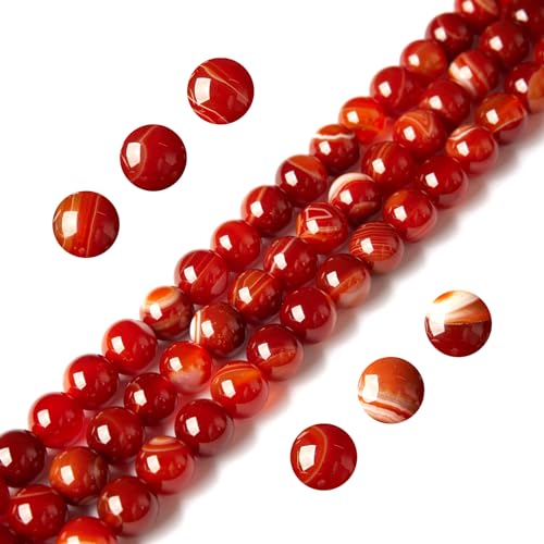 100pcs 6mm Orange Stripe Agate Beads Natural Gemstone Beads Round Loose Beads for Jewelry and Bracelets Making - color: Orange Stripe Agate, size: 6mm