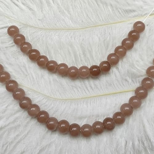 200PCS Glass Beads 8mm Glass Beads for Bracelets Necklaces Jewelry Making DIY Crafts (Coffee) - color: Coffee