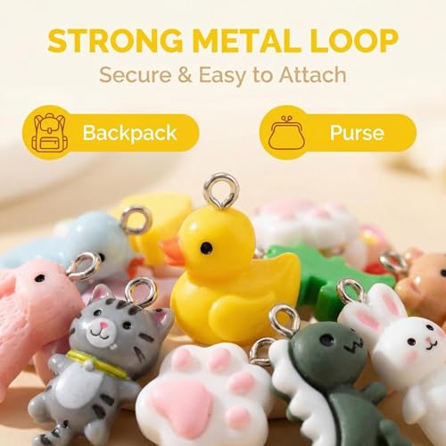 KJML DIY Cute Keychain Charms Bulk 30pcs Pendant Charms for Keychain Making Mini Resin Charm for Funny Keychains Bag Charm Purse Backpack Jewelry Making - color: Mix Animal