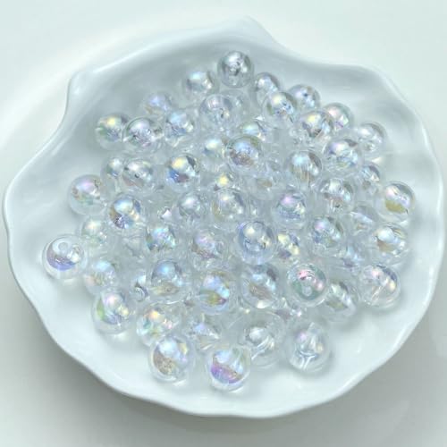 100 PCS 12mm Acrylic Round Beads Clear AB Colors Bubble Spacer Beads Loose Craft Beads for DIY Jewelry Making Bracelet Necklace Earring Ornament Wind Chimes Key Chains(Transparent AB) - color: 3-Transparent AB, size: 12mm