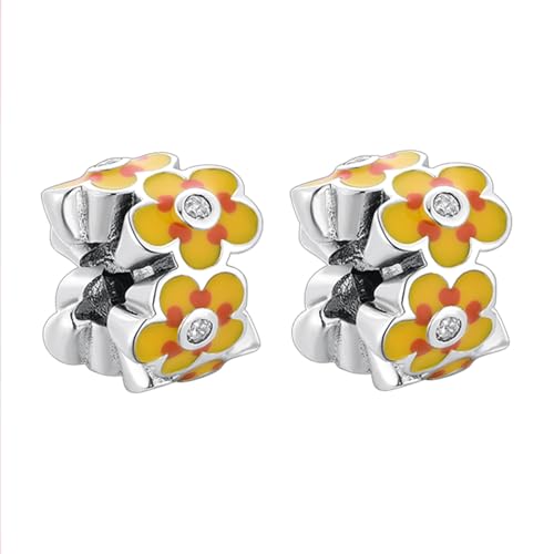 Clip Stopper Spacer Charms for Bracelets Necklaces, Compatible with Pandora,Jewery Mking DIY - style: 2PCS Yellow Flower Spacer Charms