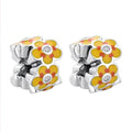 Clip Stopper Spacer Charms for Bracelets Necklaces, Compatible with Pandora,Jewery Mking DIY - style: 2PCS Yellow Flower Spacer Charms