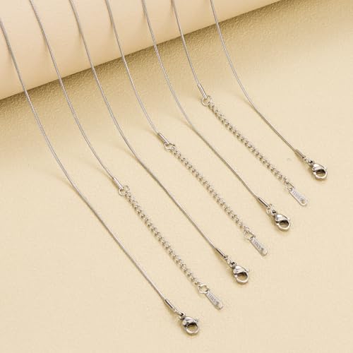 SMYHTGLIF 12 Pack Silver Snake Chain Necklace Bulk 16 Inches Stainless Steel Necklace Extender Chain for Jewelry Making - color: Silver Snake, size: 16 inches