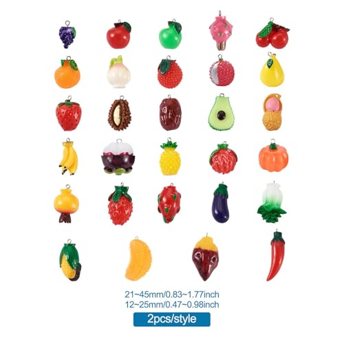 Cheriswelry Cup Cake Resin Pendants Lovely Food Sweet Dessert Dangle Charms Links Hanging Ornament with Metal Loop Fruit Pendants for Key Chains Bracelet Necklace Jewelry Making - color: Mixed Color Fruit