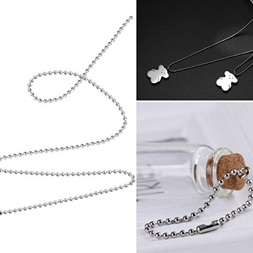 SUMERSHA 50 Pack Ball Chain Necklaces 30 inch Stainless Steel #3 2.4mm Bead Pull Chain - size: 30 inch Stainless Steel