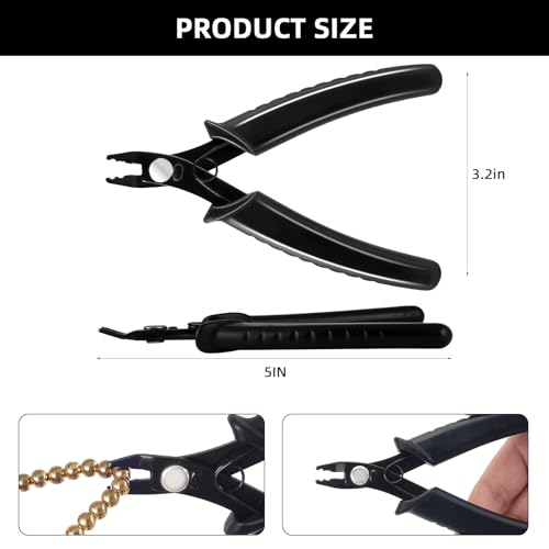 URSKYTOUS Bead Crimping Pliers Bead Crimper Tool for Jewelry Making 5 Inch Crimping Pliers Tool with PVC Handle Jewelry Crimper Plier for Bracelet Beading DIY Craft Jewelry Making Supplies (Black) - color: Rm Black