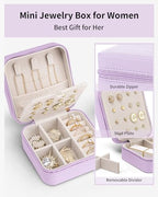 VLANDO Travel Jewelry Case, Small Travel Jewelry Organizer Box for Girls Women - Purple - color: Purple
