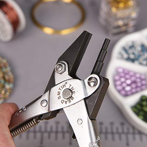 The Beadsmith 3-Step Round and Concave Nose Parallel Plier, Loops 3, 4, 5mm, 5.5 inches (140mm), Steel Tool for Jewelry Making, with Spring - style: 3-Step Round/Concave - 140mm