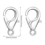 Yueton Curved Lobster Clasps-100pcs 7x12mm Silver Plated Lobster Claw Clasps DIY Jewelry Fastener Hook,Necklace DIY Fasteners (Silver) - color: Silver