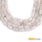 GEM-Inside 31Pcs 6x10mm Natural Blue Tone Moonstone Gemstone Faceted Freeform Tube Column Chakra Beads for Jewelry Making Full 15" Strand Power Energy Healing Stone - color: Blue Tone Moonstone