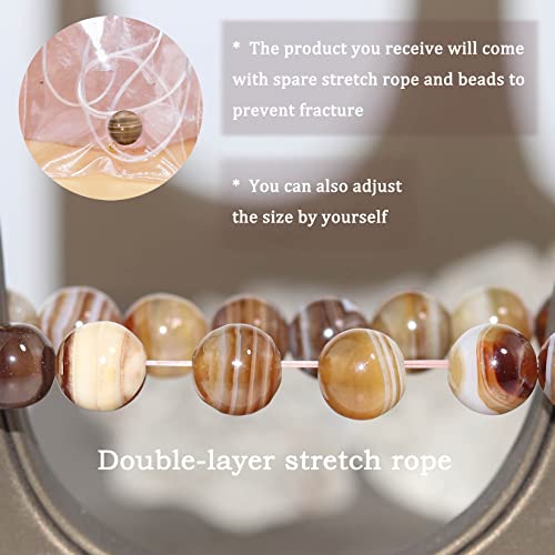 8mm Natural Gemstone Stretch Bracelet, Handmade Unisex Crystal Bracelets for Meditation, Yoga, Spiritual Healing & Positive Energy - color: Botswana Agate