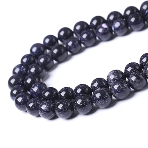 Natural Blue Stars Shine Stones Gemstone Round Crystal Energy Jade Beads Stone Beads for Jewelry Making DIY Bracelet Necklace Jewelry Making 1 Strand 15.5inch 31PCS 12MM - color: Blue stars shine stone, size: 12MM