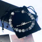 Mens Beaded Bracelet - Stone Jewelry, Black Onyx Hematite Bracelets, Mens Accessories, Adjustable - style: Ashen Vein