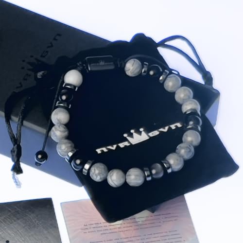 Mens Beaded Bracelet - Stone Jewelry, Black Onyx Hematite Bracelets, Mens Accessories, Adjustable - style: Ashen Vein