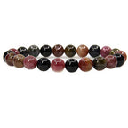 Angelstones Handmade Natural Healing Gemstone 8mm Round Beads Stretch Crystal Bracelet 7 Inch Unisex - color: Multicolor Tourmaline
