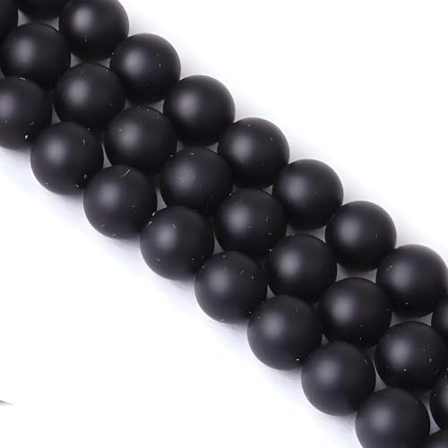 HAAMIIQII 6mm Natural Matte Black Onyx Beads Round Gemstone Loose Beads for Jewelry Making 2 Strands (120-130pcs) - color: Matte Black Onyx, size: 6mm (120-130pcs)