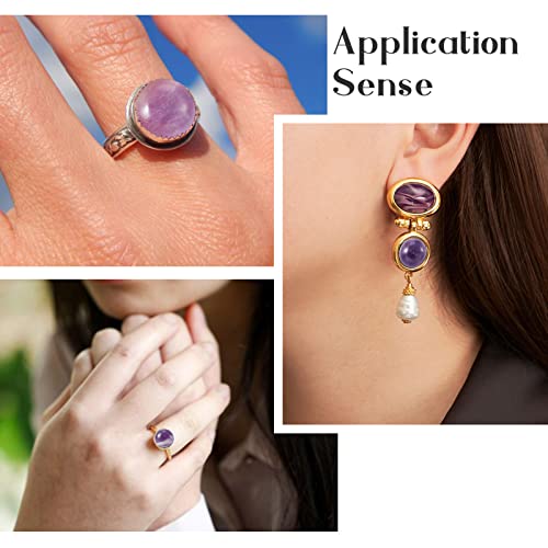 Crafans 50Pcs 12mm Round Gemstone Cabochons, Half Round Natural Amethyst Cabochons Dome Gemstone Beads No Hole Healing Power Stone Flat Back Chakra Crystal Beads for Jewelry Making - color: Amethyst, size: 12mm