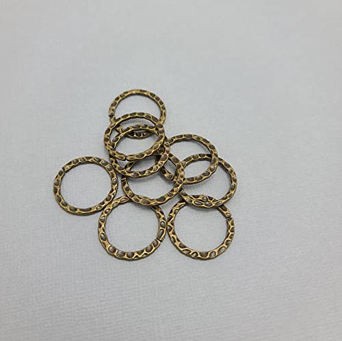 FS Brand Hammered Linking Ring-10Pcs. (Antiqued Brass) - color: Antiqued Brass