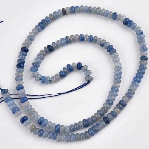 160pcs 4x2mm Natural Blue Aventurine Disk Rondelle Spacer Stone Semi Precious Gemstone Loose Beads for Jewelry Making 15 Inch - color: Blue Aventurine