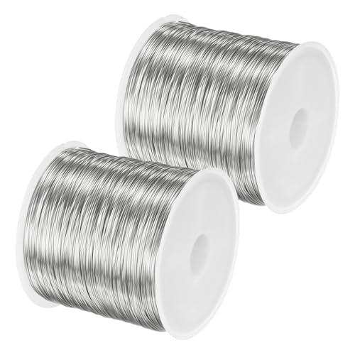 M METERXITY 2Roll 0.4mm Jewelry Wire, 26 Gauge 328FT Craft Wire Copper Beading Wire for Jewelry Making/Planting/Weaving/DIY Crafting, Soft Metal Wires [100M, Silver] - color: Silver, size: 26 Gauge 328FT