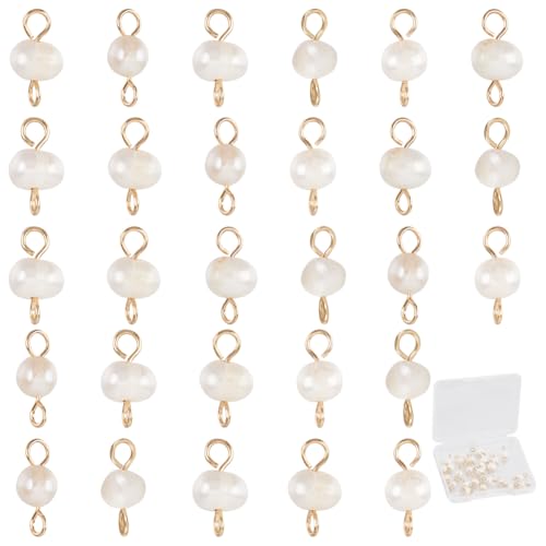 SUNNYCLUE 1 Box 30Pcs Pearl Bead Charms Pearl Metal Charms White Natural Irregular Oval Cultured Freshwater Pearls Links Connectors Charm for Jewelry Making DIY Necklaces Bracelets Earrings Hairpin - color: Gold, White, size: 12mm
