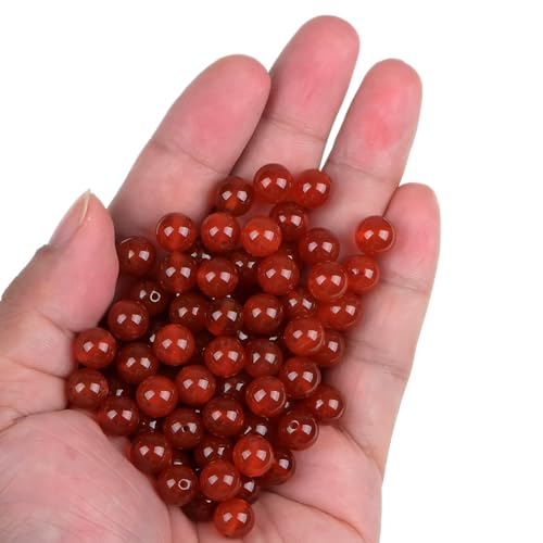 100pcs Natural Stone Beads 8mm Red Carnelian Round Genuine Real Stone Beading Loose Gemstone Hole Size 1mm DIY Charm Smooth Beads for Bracelets Necklaces Earrings Jewelry Making Crafts - color: Red Carnelian