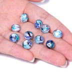 7.5×10mm 50pcs Light Blue Dark Blue Stripe Faceted Lampwork Glass Beads for Jewelry Making, Flat Round Handmade Murano Beads for Bracelets, Crafts, Friendship Bracelet Kit, Rosary Making - color: Light Blue Dark Blue Stripe