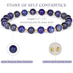 QOGIR 14k gold Handmade Healing Bracelet, Natural Gem Stone Crystal Elastic Gold Bracelet - color: Blue Sodalite - Self Confidence, size: 6m