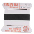 Griffin Silk Beading Cord and Needle, Size 2, Black