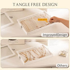 Lolalet Jewelry Organizer Tray with Lid, 18 Hooks Velvet Necklace Organizer Holder Storage Box for Drawer -Beige - style: Necklace
