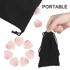 Patelai 24 Pcs Rose Quartz Heart Crystals Pink Heart Shaped Stones Natural Healing Worry Stones Mini Pocket Gemstone with Black Flannelette Bag for Women Mothers Day Anniversary Gifts Reiki Balancing - color: Pink