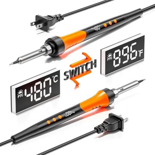 90W 110V LCD Soldering Iron, Soldering Iron Kit, 10-in-1 Soldering gun Tool, 5 Soldering Iron Tips, Solder Wire, Solder Paste, Adjustable Temperature Range 180-480°C - color: Digital Display