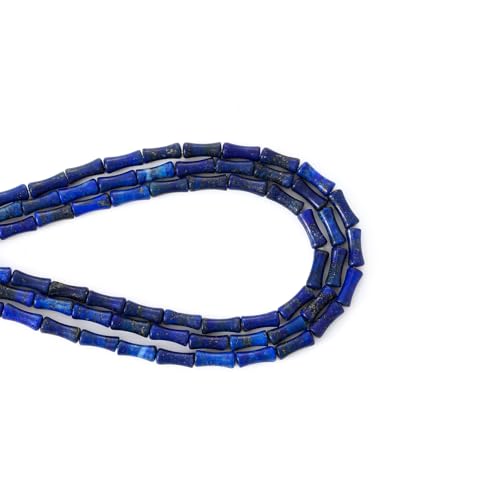 5x12mm Natural Lapis Lazuli Stone Bamboo Shape Gem Healing Energy Loose Spacer Beads for DIY Necklace Bracelet Earring - color: Lapis Lazuli